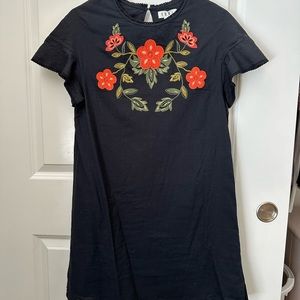 Blue and orange embroidered dress